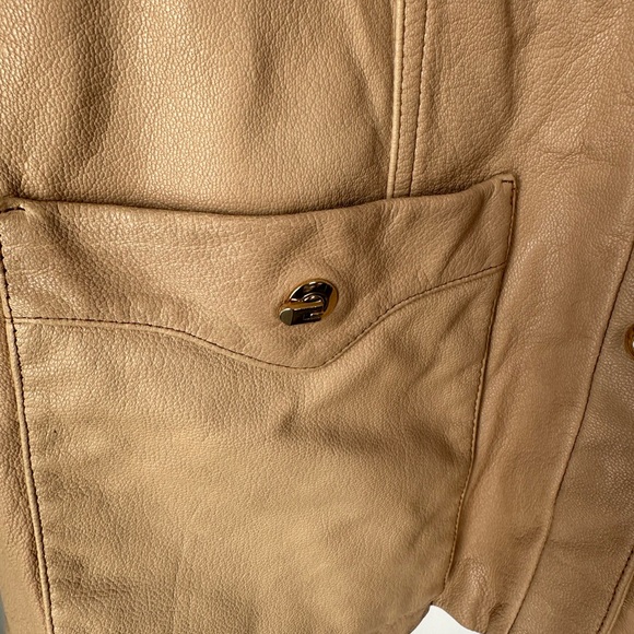 St John Sport by Marie Gray Vintage Leather Jacket Women Tan Medium Size - Picture 4 of 6